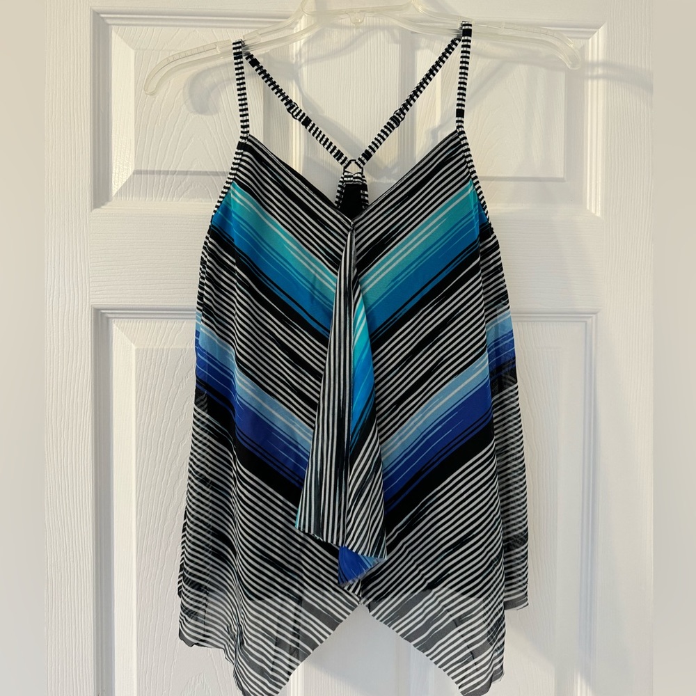 👙BEACH HOUSE Swim Tankini Underwire Top Size 8 Black & Blue